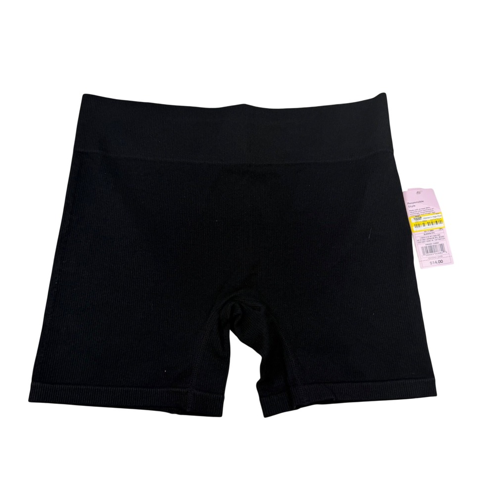 Wild Fable Womens Black Seamless Ribbed High Rise Biker Shorts Large NWT 5573